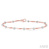 1/10 Ctw Round Cut Diamond Illusion Plate Link Bracelet in 10K Rose and White Gold